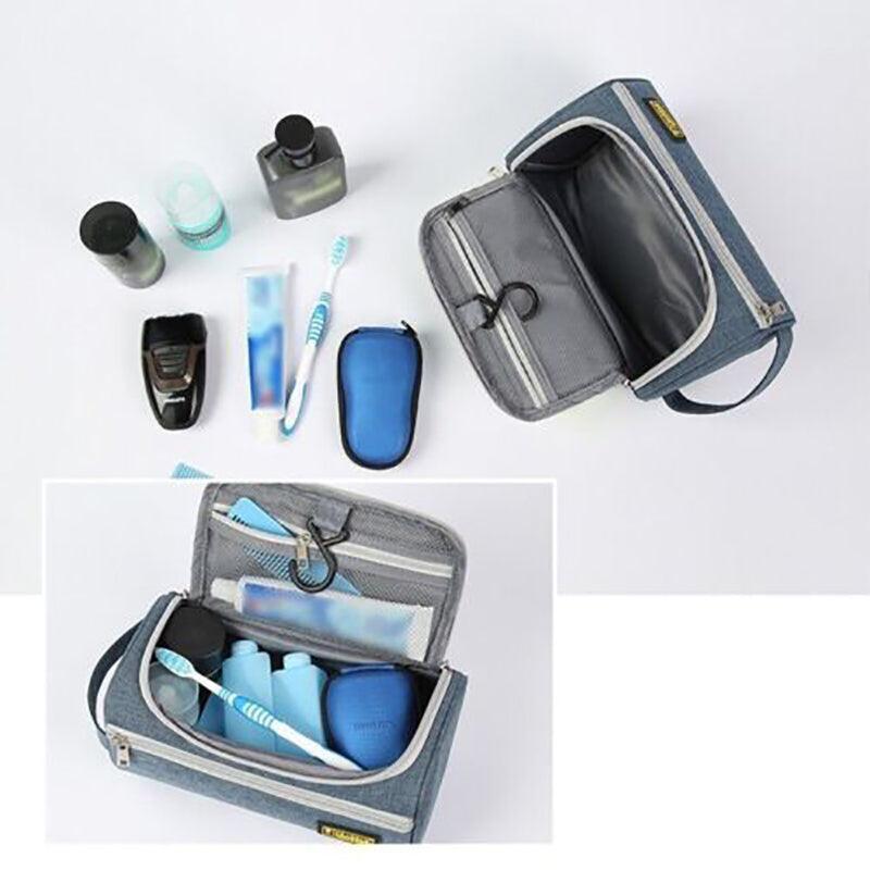 Large Capacity Men Travel Toiletry Kit Wash Bag Waterproof Cosmetic Bags Holder - Brick Red