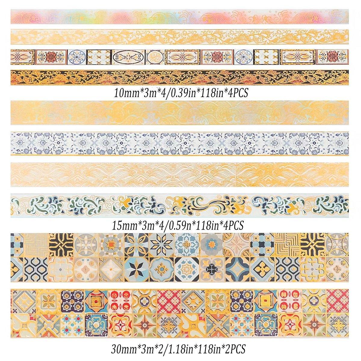 Gold Foil Washi Tape Set Decorative Craft Tape for Gift Wrapping Scrapbooking - YSSCJ