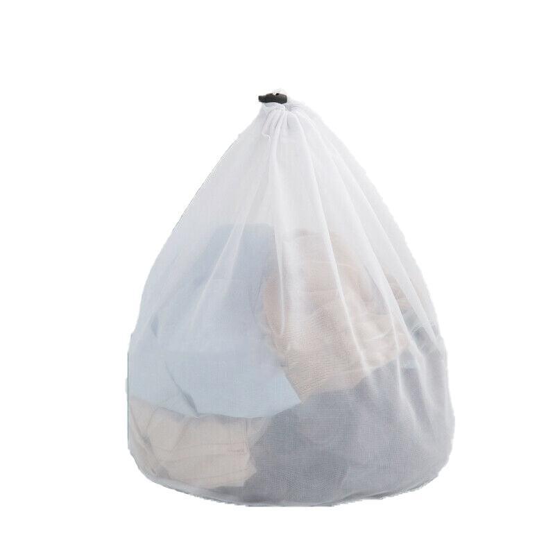 Laundry Washing Mesh Net Bag Drawstring Delicate Cloth Cleaning Clothes Lingerie - S (40*30CM)