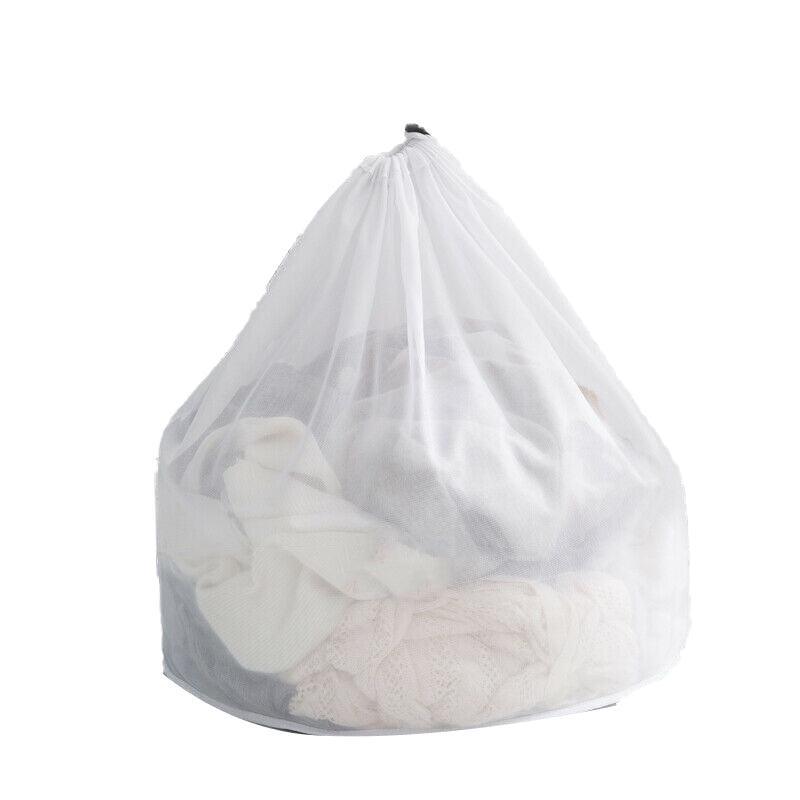 Laundry Washing Mesh Net Bag Drawstring Delicate Cloth Cleaning Clothes Lingerie - S (40*30CM)