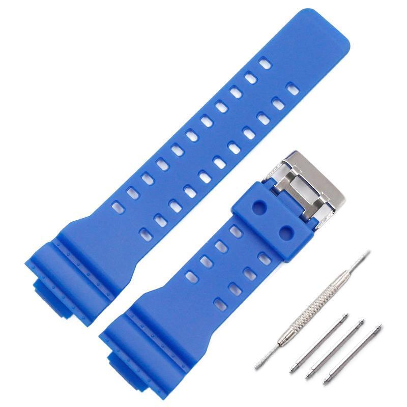 16mm TPU Watch Strap Compatible with G Series GA100 G8900 GW8900 with Tool Pins - Black