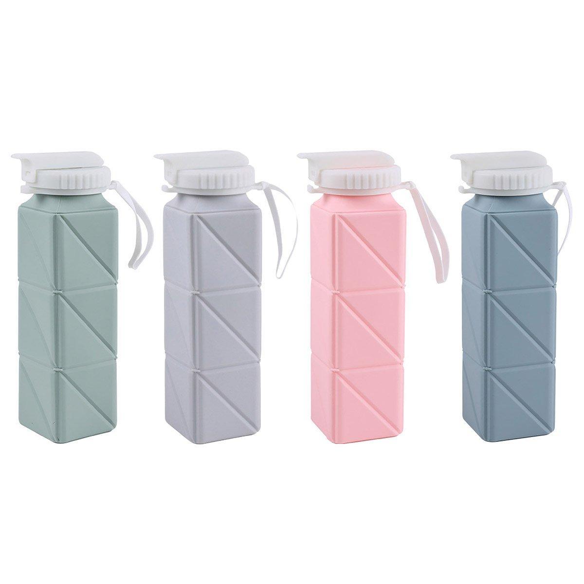 620ml Silicone Folding Water Bottle Food Grade Outdoor Sports Kettle High Temp - Gray