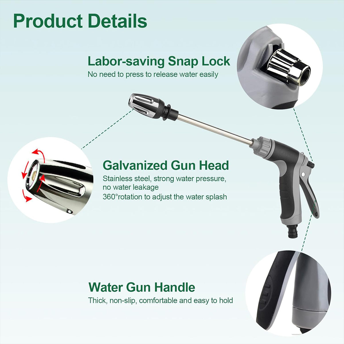 High Pressure Long Pole Water Spray Nozzle Household Car Wash Cleaning Sprayer - Car Wash Sprayer Only