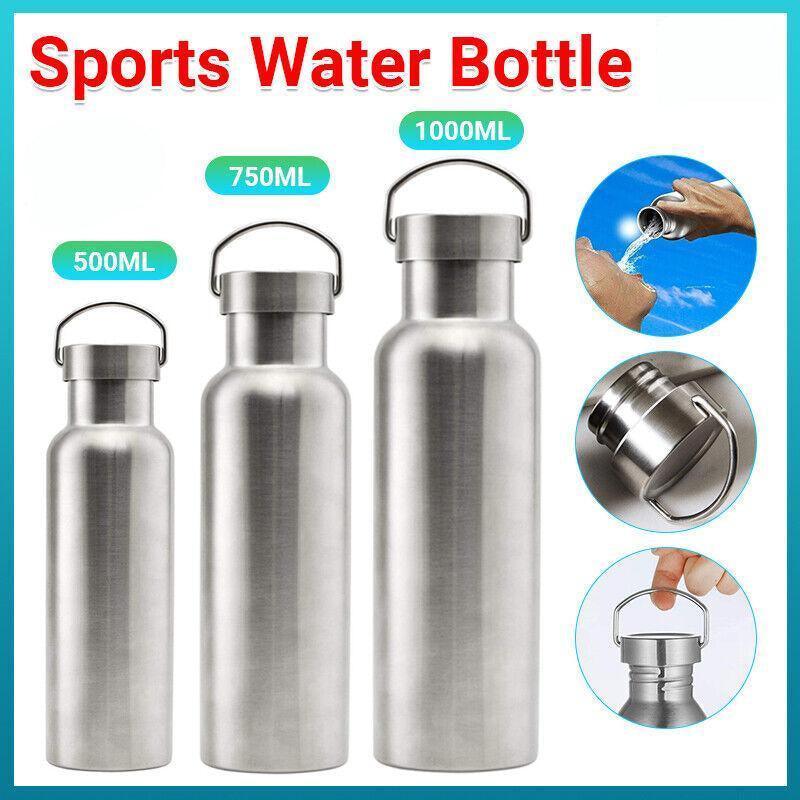 500/750/1000Ml Stainless Steel Water Bottle Motivational Sports Drink Cup Flask - 500ML