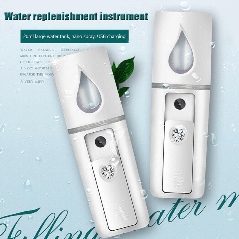 L2 Mini Nano Facial Mister With Top Mirror Rechargeable Cool Mist Sprayer Au - White