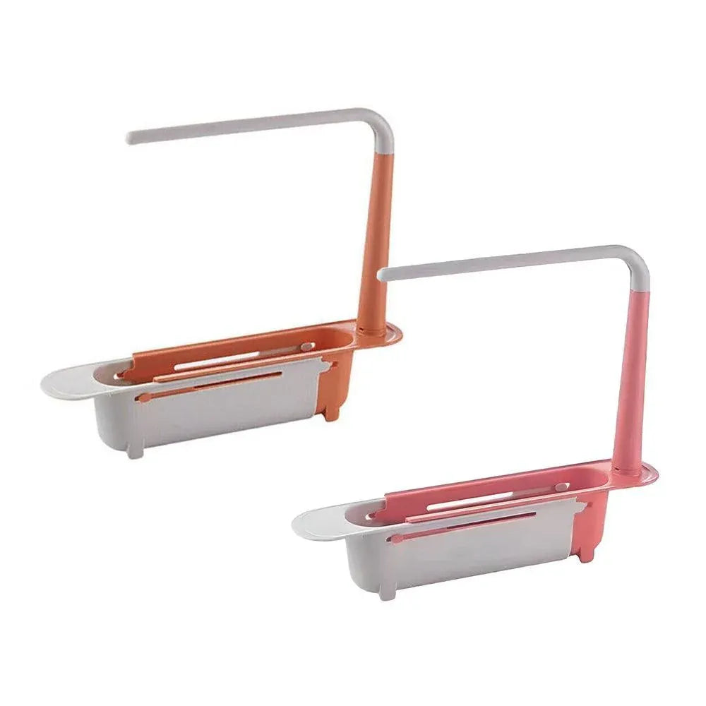 Telescopic Sink Rack Holder Expandable Storage Drain Basket Home Kitchen Tools - Green