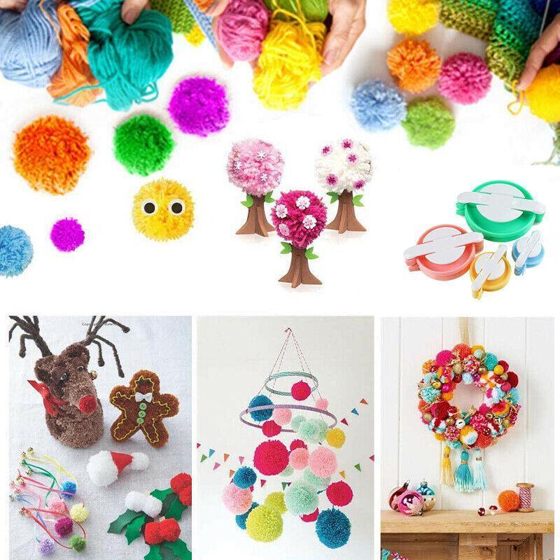 Pom Pom Maker Set of 4 Sizes DIY Wool Knitting Craft Ball Making Tool