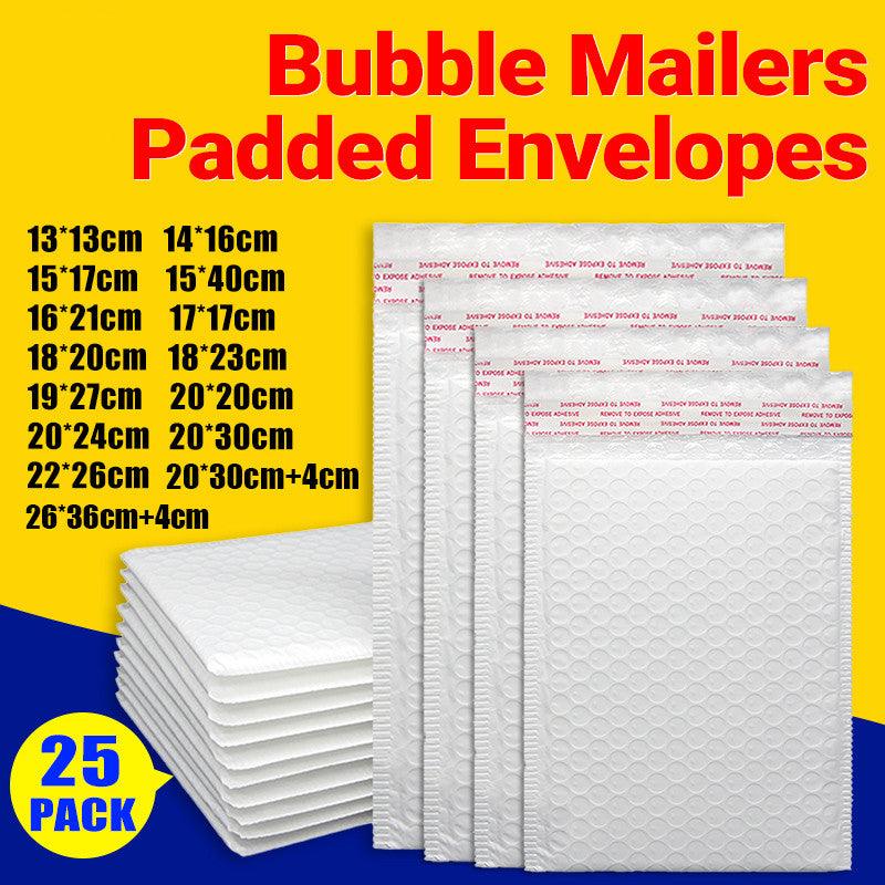 25PCS Poly Bubble Mailers Envelope Padded Bag White Cushioned Satchel 15 Sizes - 25PCS-20*24CM