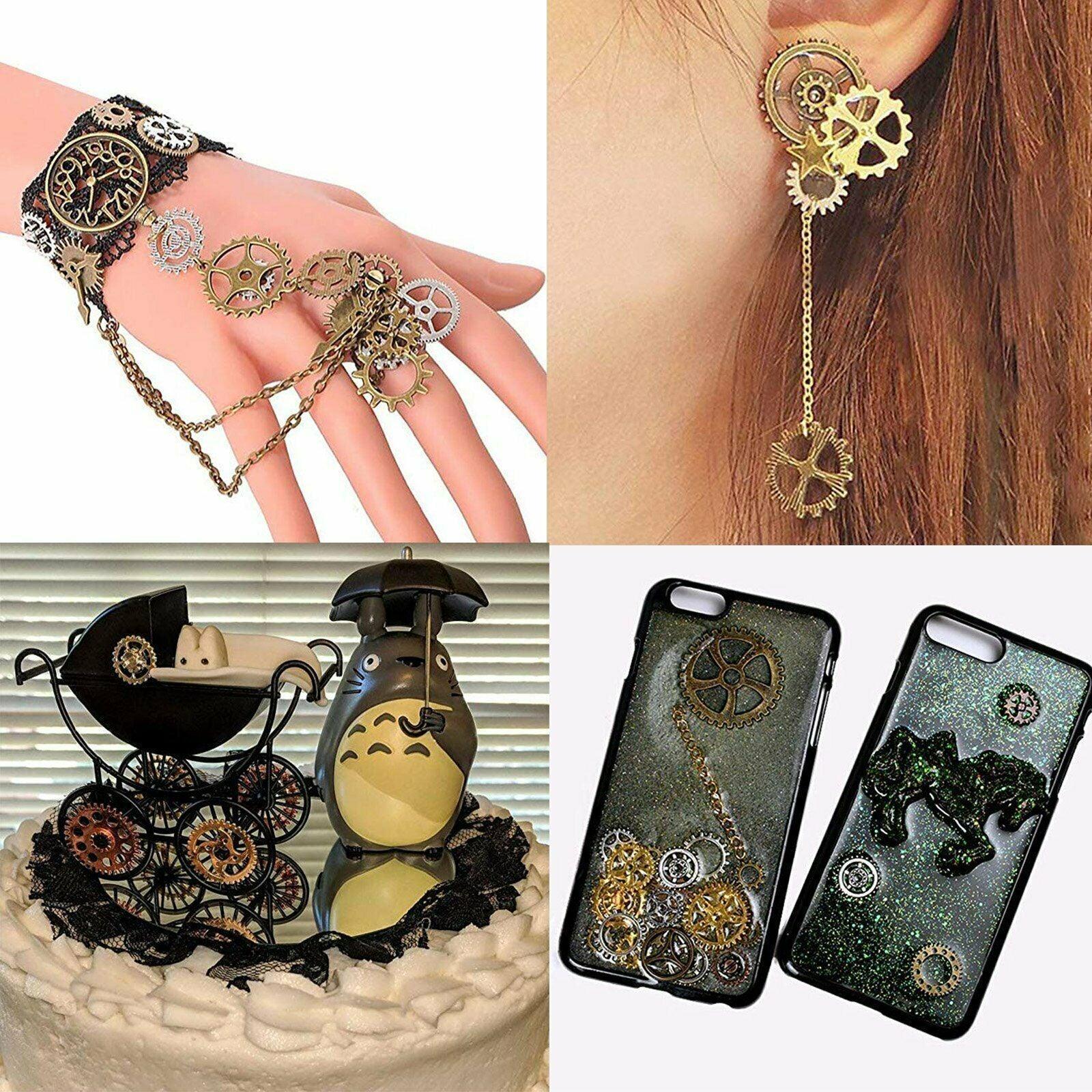 100g Assorted Steampunk Gears and Cogs Metal Alloy Clock Wheels for DIY Crafts