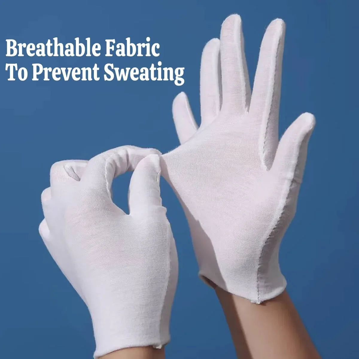 12 Pairs Cotton Work Gloves Breathable Knit L Black XL White - XL