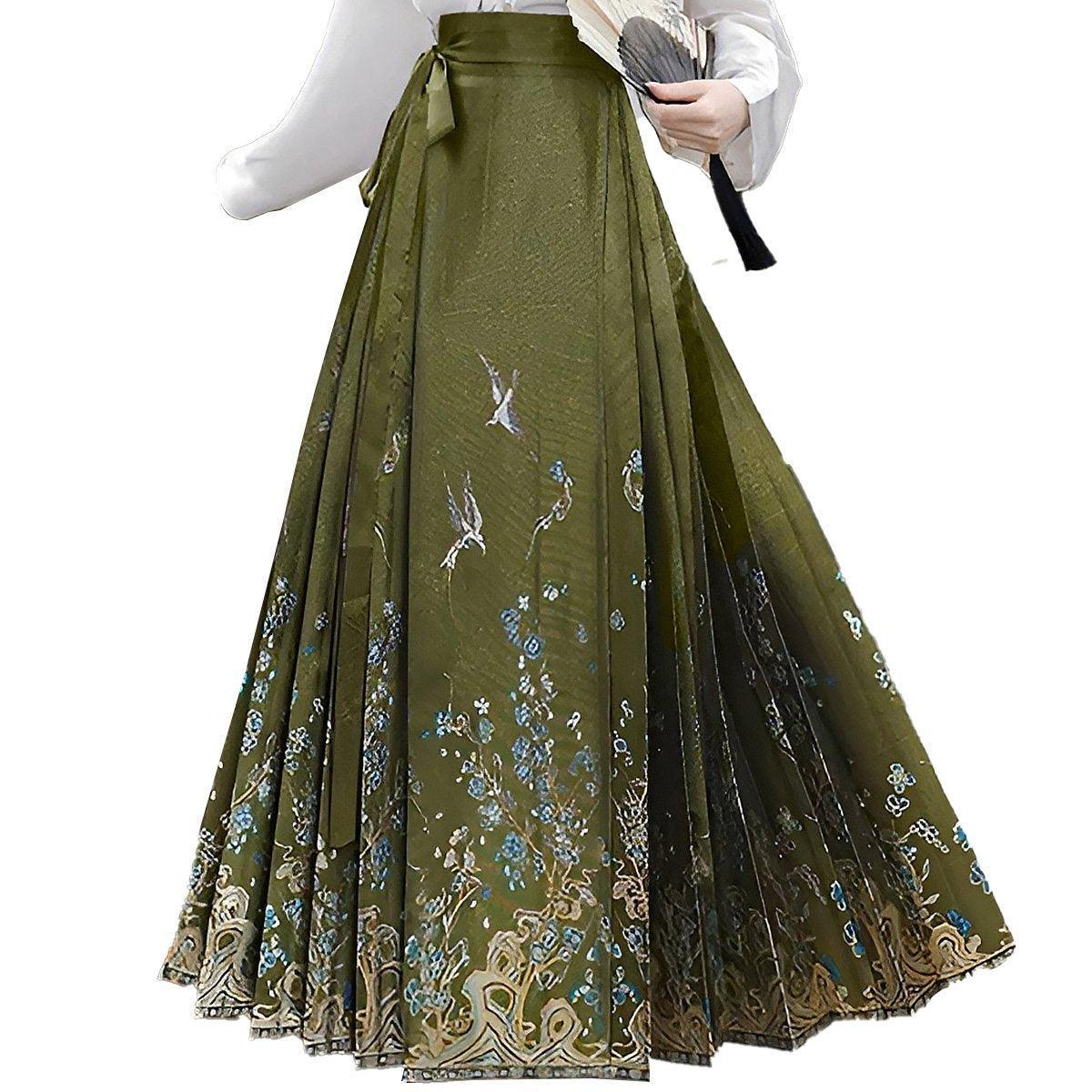 Spring Autumn Hanfu Set for Women Improved Daily Wear Commuting Horse Skirt - Blouse-S