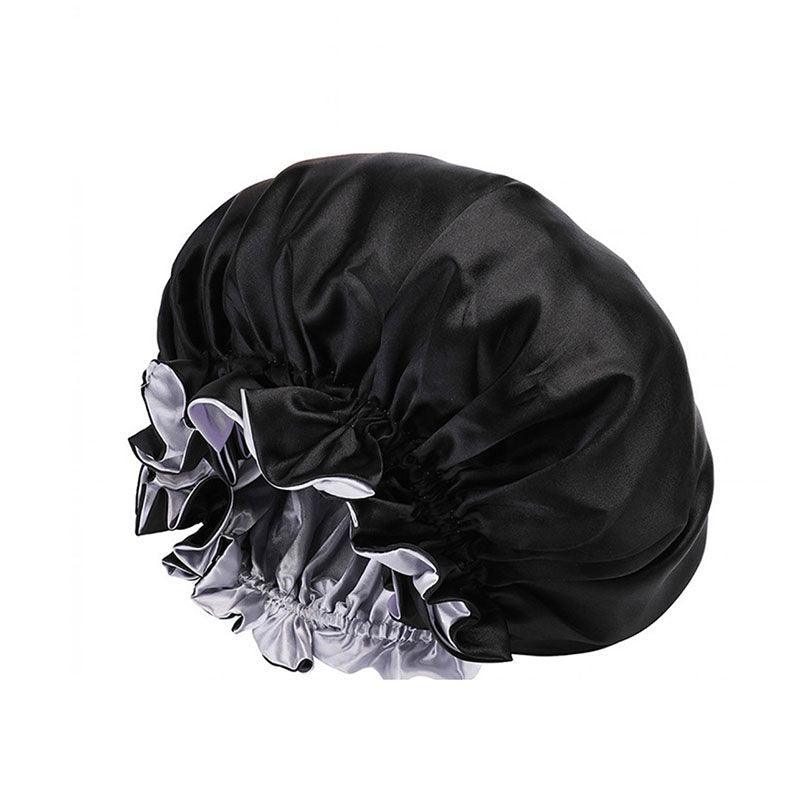 Womens Satin Sleep Cap Bonnet Elastic Wide Band Hair Sleeping Hat - Wine red