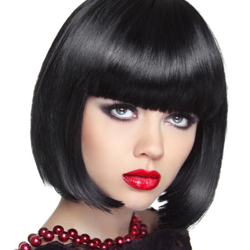 Short Bob Wig with Bangs for Women Synthetic Cosplay Party Hair in 14 Colours - Light Purple