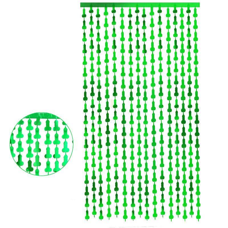 Metallic Tinsel Curtain 2m x 1m Hens Party Backdrop Foil Fringe Hanging Decor - Green