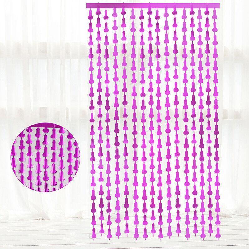 Metallic Tinsel Curtain 2m x 1m Hens Party Backdrop Foil Fringe Hanging Decor - Purple