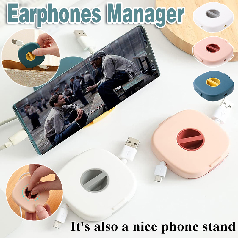 Case Cord Tangle Free Organizer Portable Earphones Manager Wire Winder Cable - Pink*1