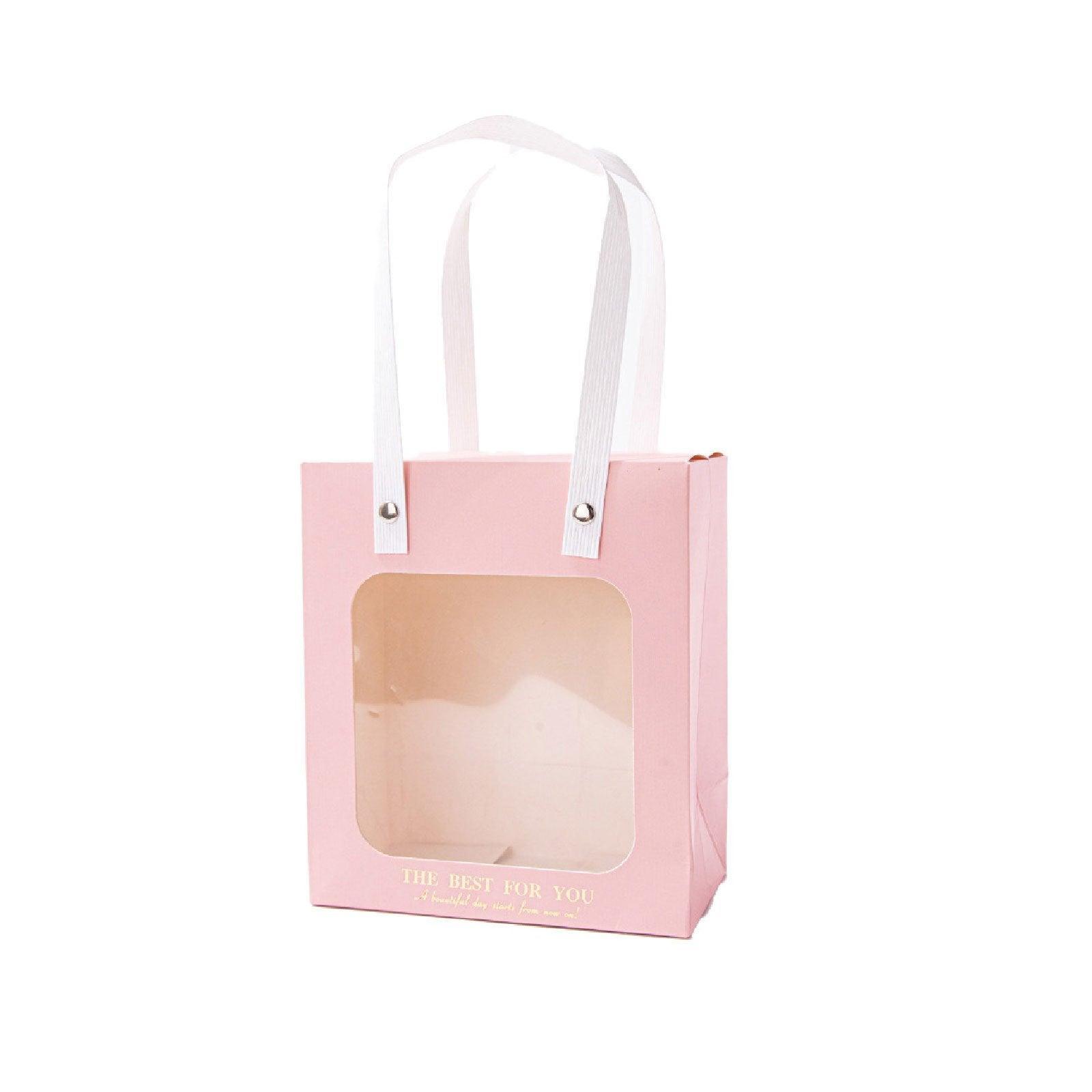 20pcs Translucent Gift Bags Packaging Tote Birthday Party Favors Candy Bags - Pink-M Size