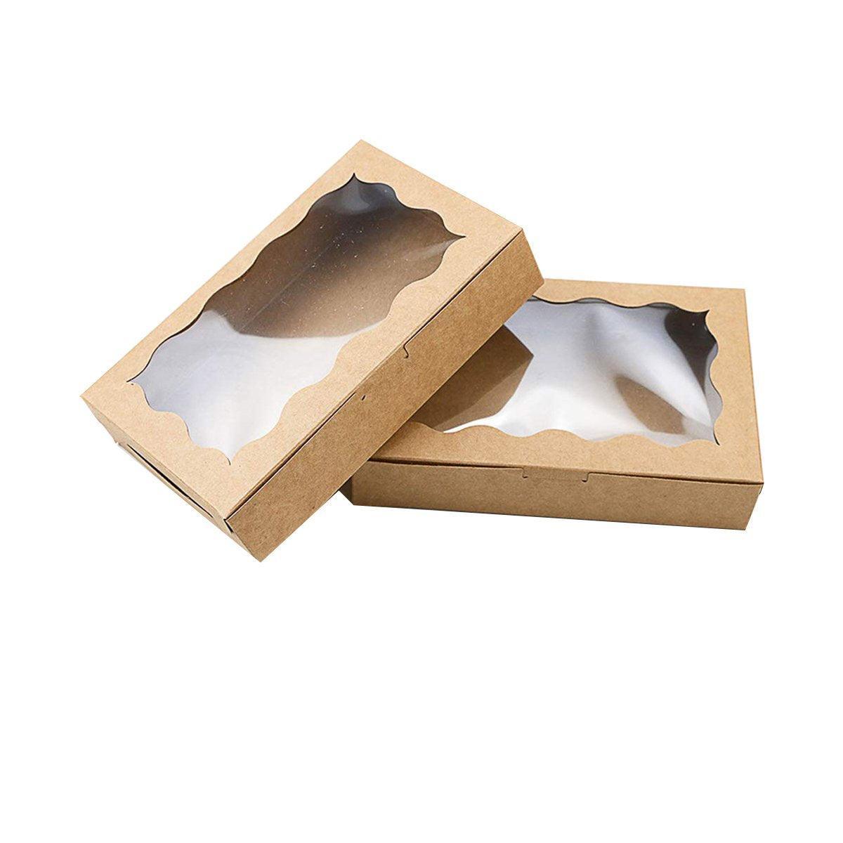 50pcs Rectangular Kraft Paper Window Box Gift Packaging Boxes Party Favors - Khaki