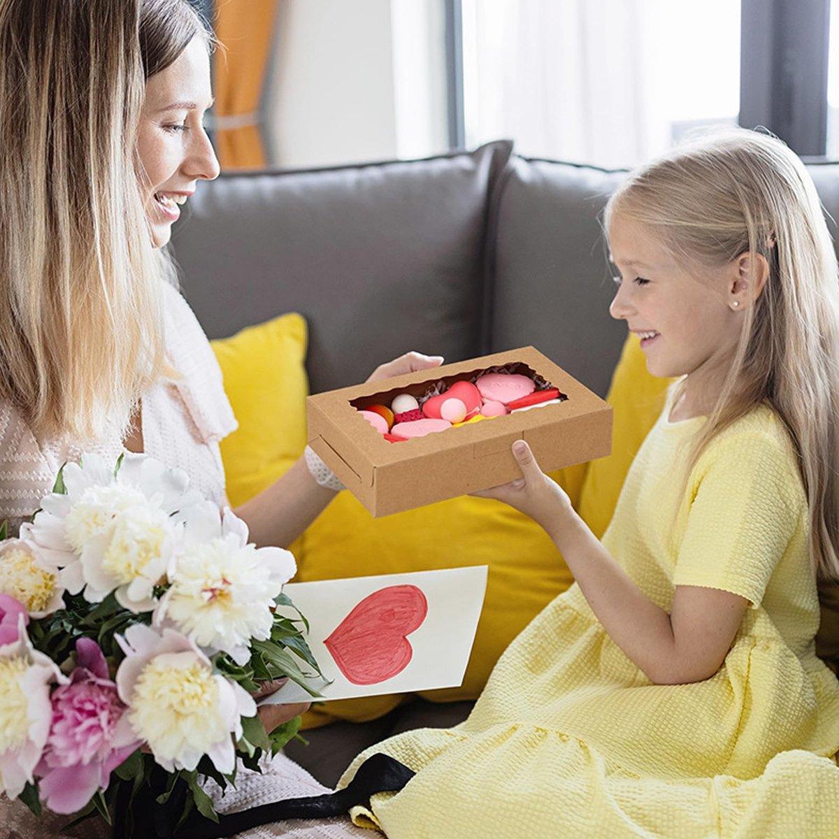 50pcs Rectangular Kraft Paper Window Box Gift Packaging Boxes Party Favors - Pink