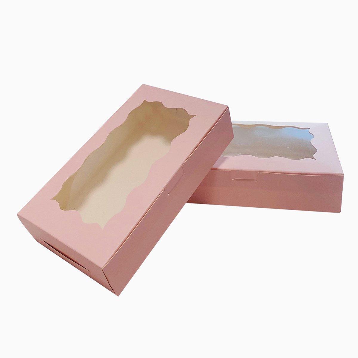 50pcs Rectangular Kraft Paper Window Box Gift Packaging Boxes Party Favors - Pink