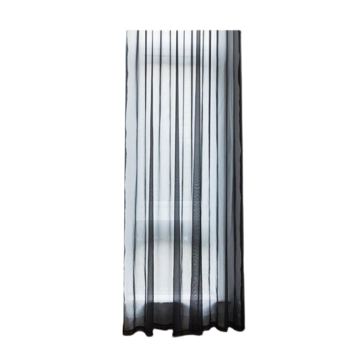 Sheer Voile Curtains Rod Pocket Window Panel for Bedroom 140cm x 230cm Drapes - Black