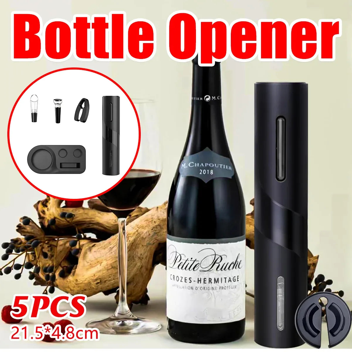 5-Piece Electric Wine Opener Set with Charging Base