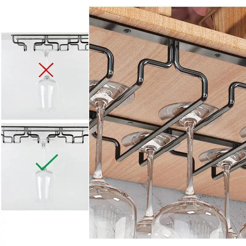 8/7/6/5/4/3 Slots Wine Glass Rack Holder Hanger Hanging Bar Storage Drying Rack - 6 Slots