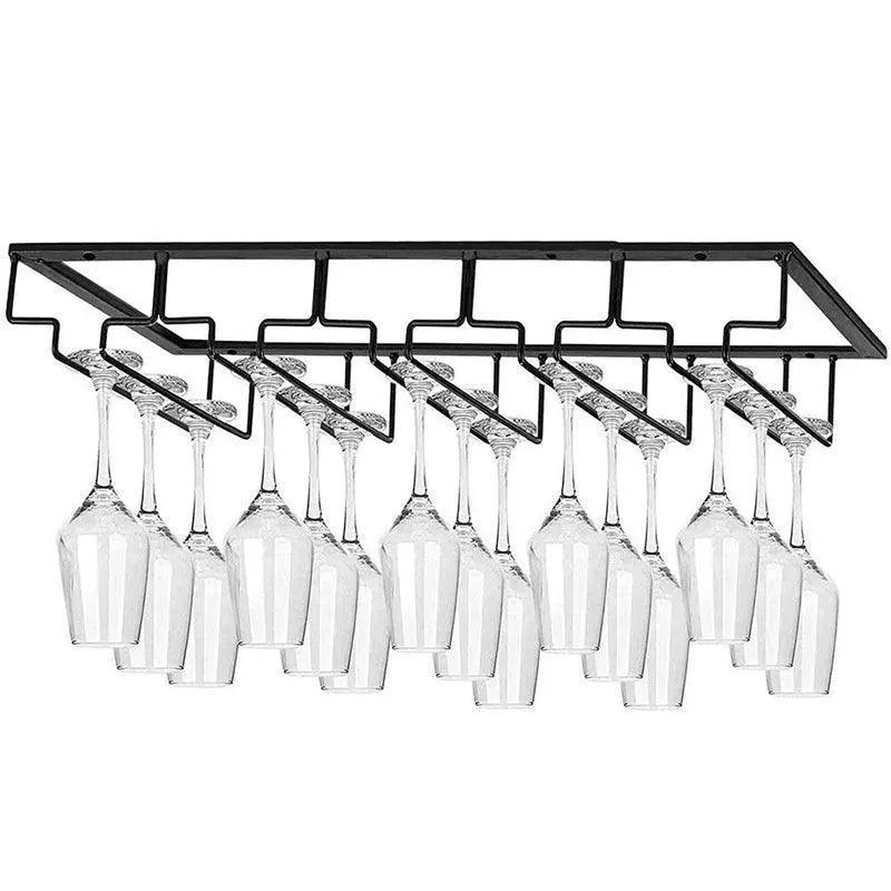 8/7/6/5/4/3 Slots Wine Glass Rack Holder Hanger Hanging Bar Storage Drying Rack - 7 Slots