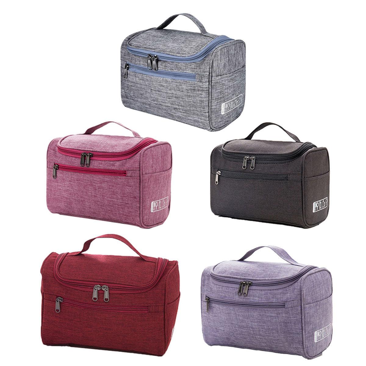 Womens Cosmetic Bag Make Up Case Travel Toiletry Wash Organiser Vanity Nail Box - Wine Red