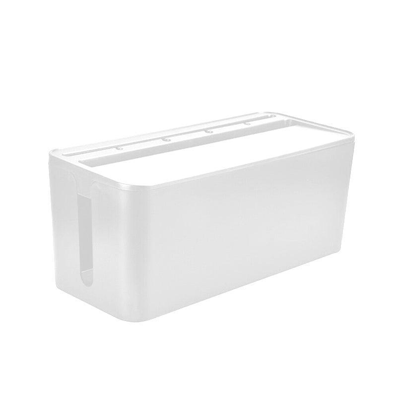 Large Cable Wire Cord Storage Box Case with Lid for Power Board and Device Charging - Black