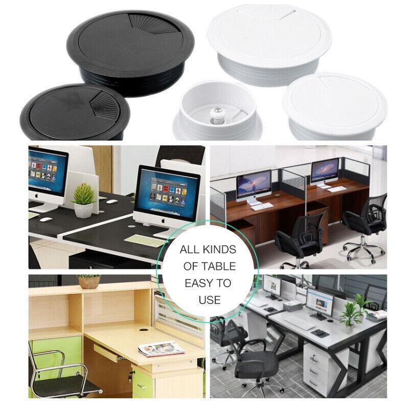 Desk Grommet Cable Hole Covers 50mm Wire Tidy Port for Table Surface 12pcs Set - White-12PCS