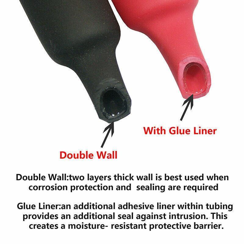 Grade Marine Heat Shrink Tubing 3:1 Wire Sleeve Glue Inside Fast Wrap Insulation Black - 25.4mm*1M