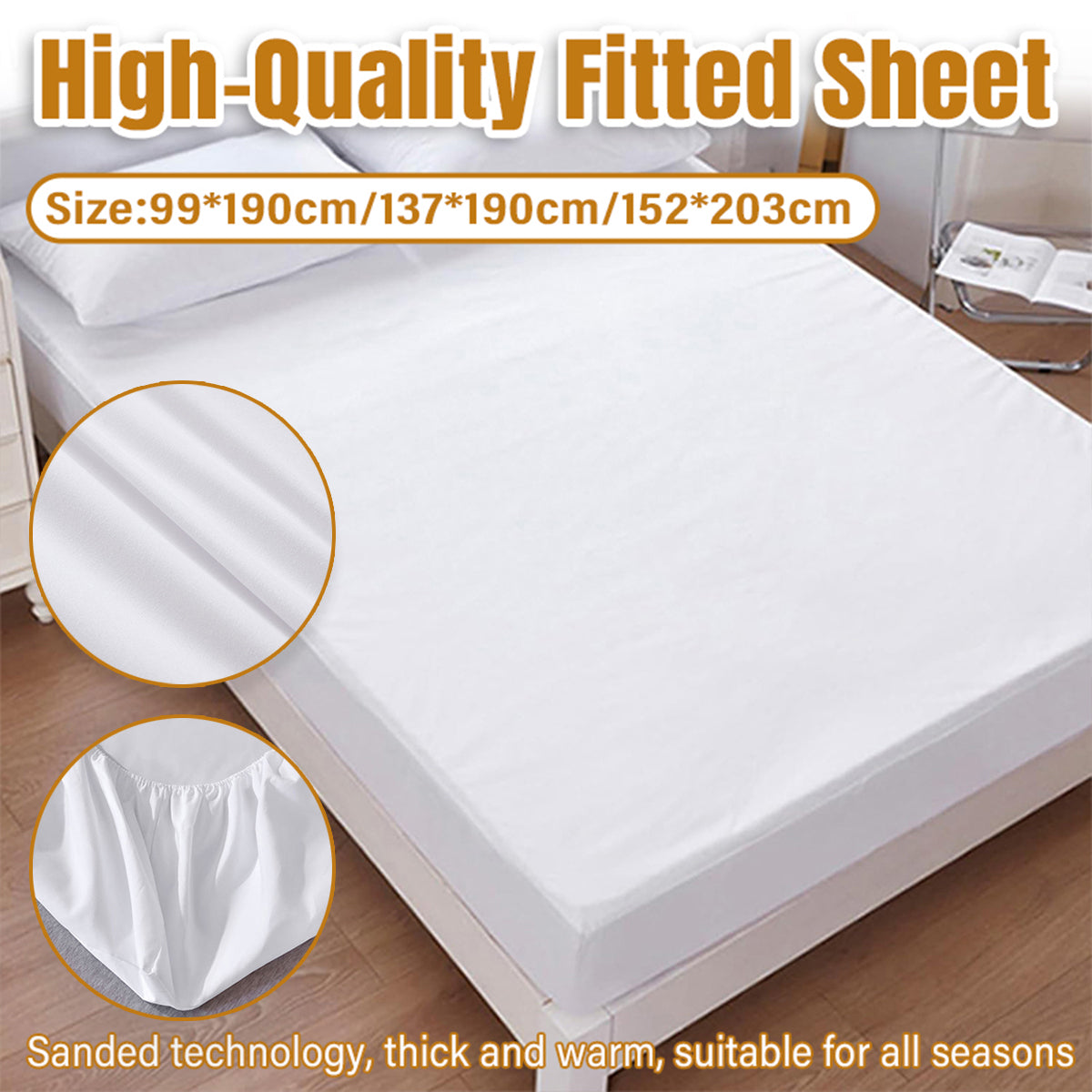 Waterproof Mattress Protector Fitted Sheet Bed Cover for Single King Single Double Queen - 137x190cm