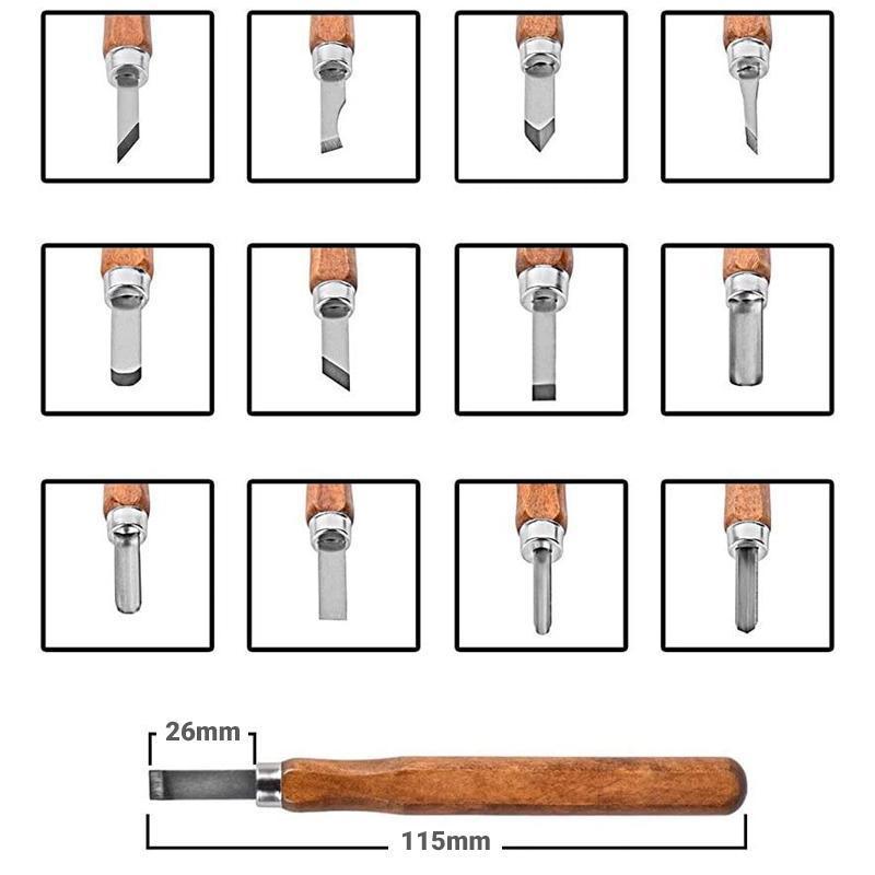 12Pcs Wood Carving Tool Chisels Set Woodcut Knife Arts Crafts Woodworking Chisel