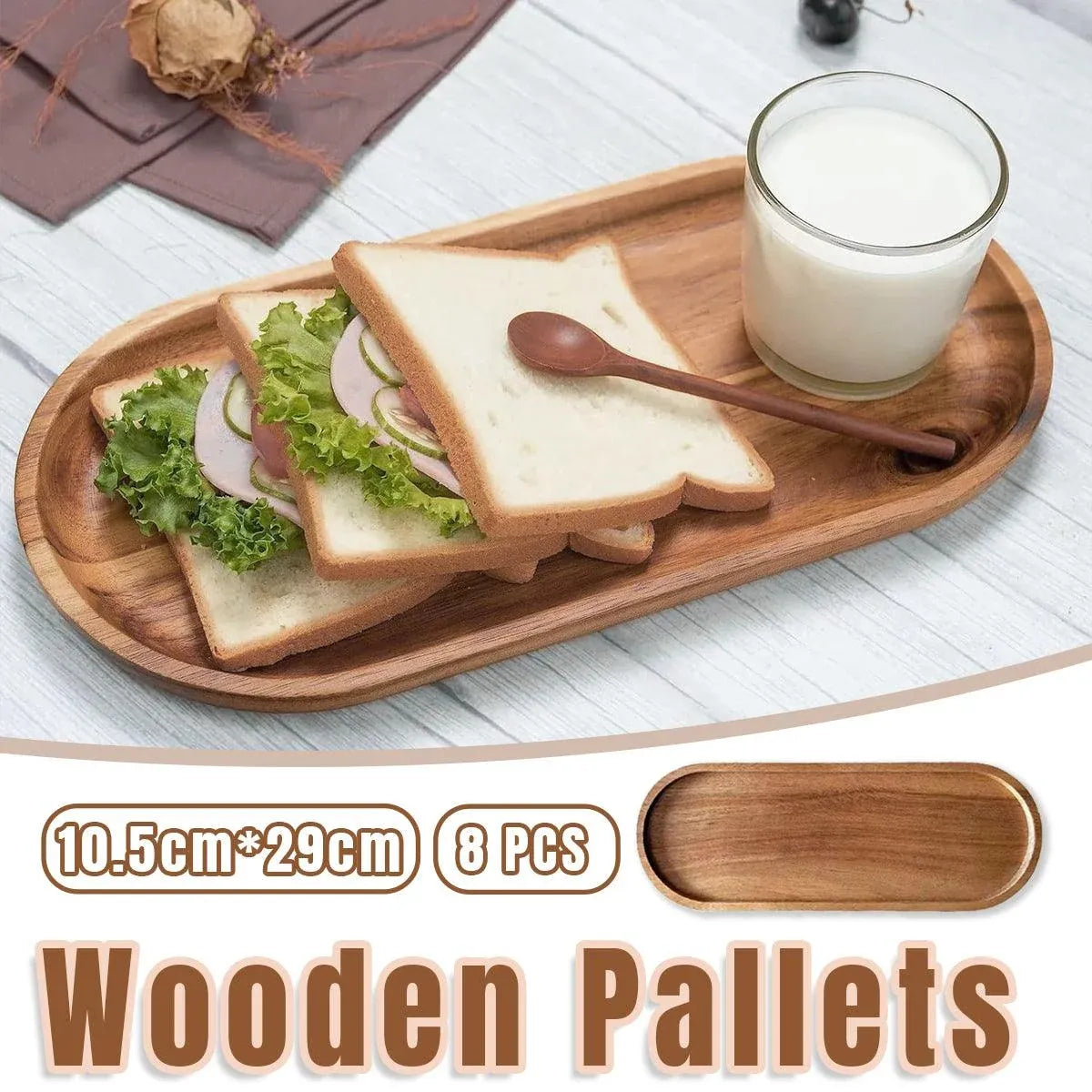 8-Piece Brown Rectangular Serving Tray Set, 29 x 10.5 cm