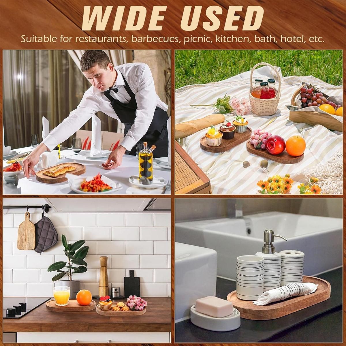 8-Piece Brown Rectangular Serving Tray Set, 29 x 10.5 cm