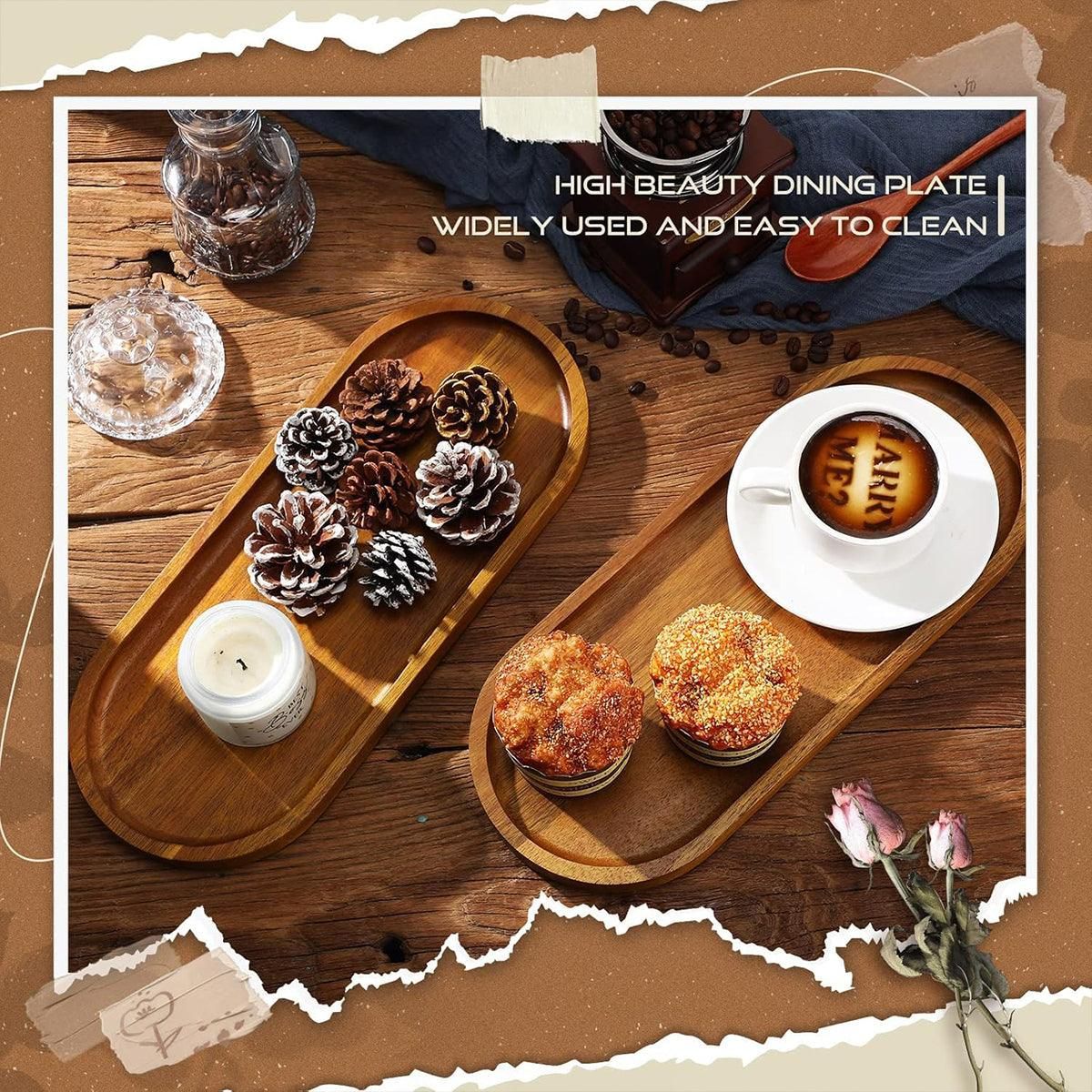 8-Piece Brown Rectangular Serving Tray Set, 29 x 10.5 cm