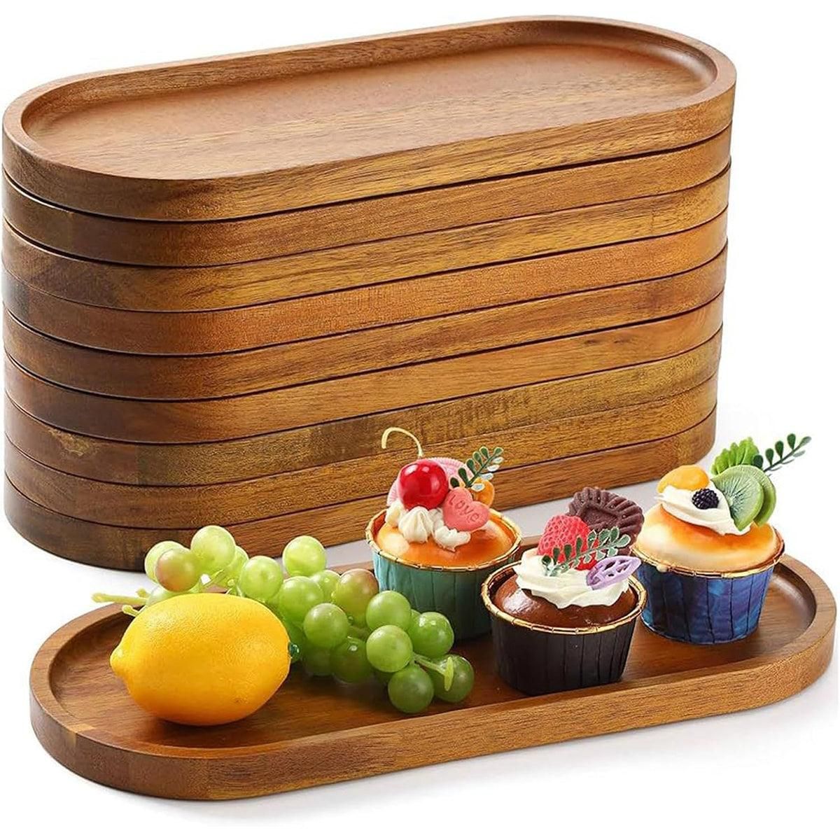 8-Piece Brown Rectangular Serving Tray Set, 29 x 10.5 cm