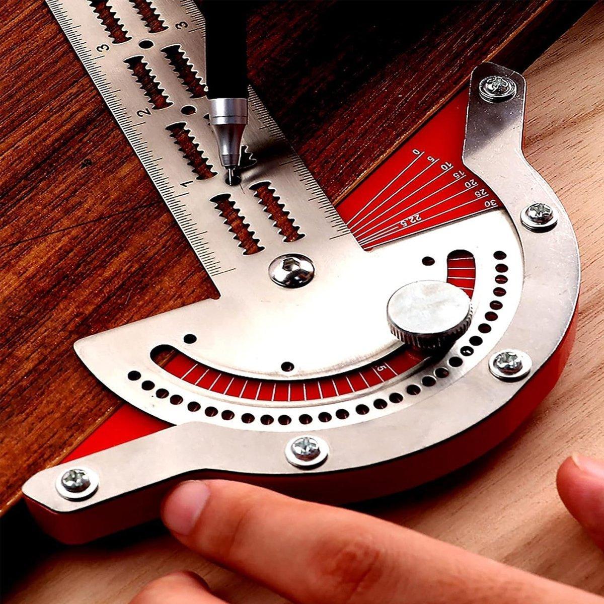 Woodworking Edge Ruler Protractor Angle Measuring Tool Carpenter - 10 inch