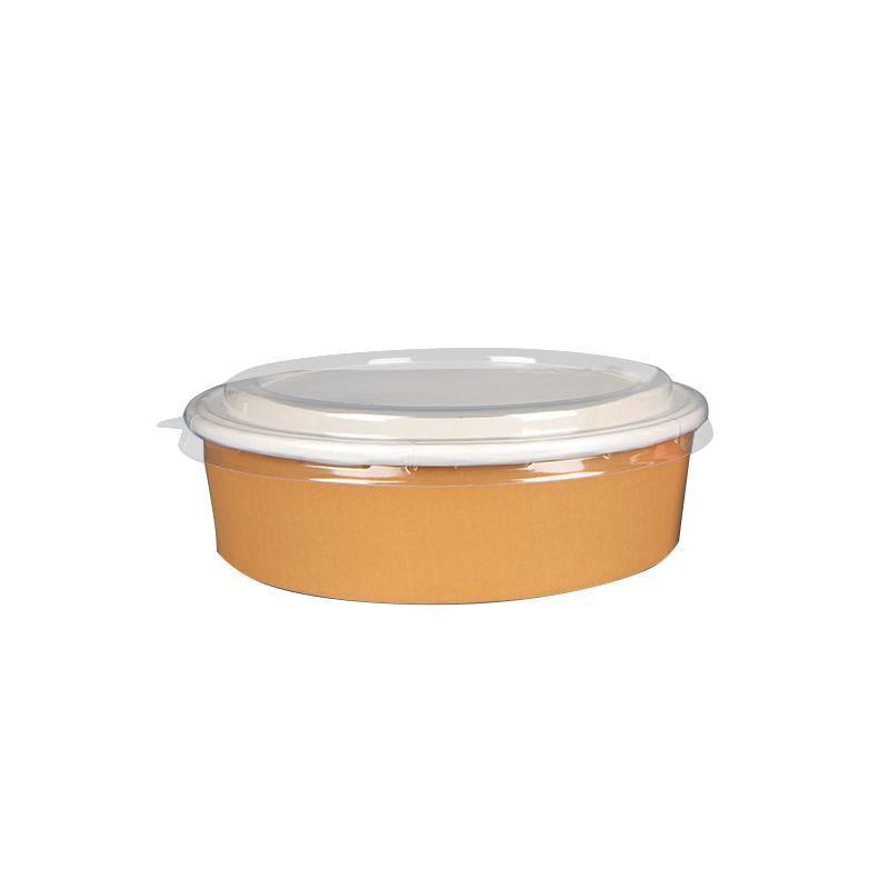 Take-Away Kraft Paper Salad Bowl Food Grade Takeout Tableware Food Bowl With Lid - 750ML