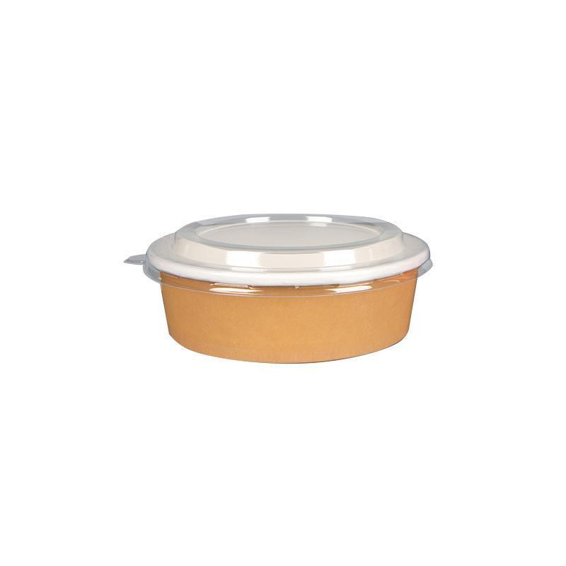 Take-Away Kraft Paper Salad Bowl Food Grade Takeout Tableware Food Bowl With Lid - 1500ML