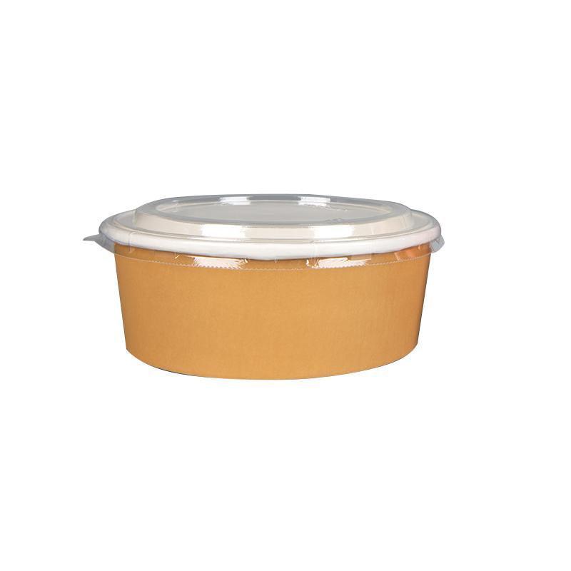 Take-Away Kraft Paper Salad Bowl Food Grade Takeout Tableware Food Bowl With Lid - 1500ML