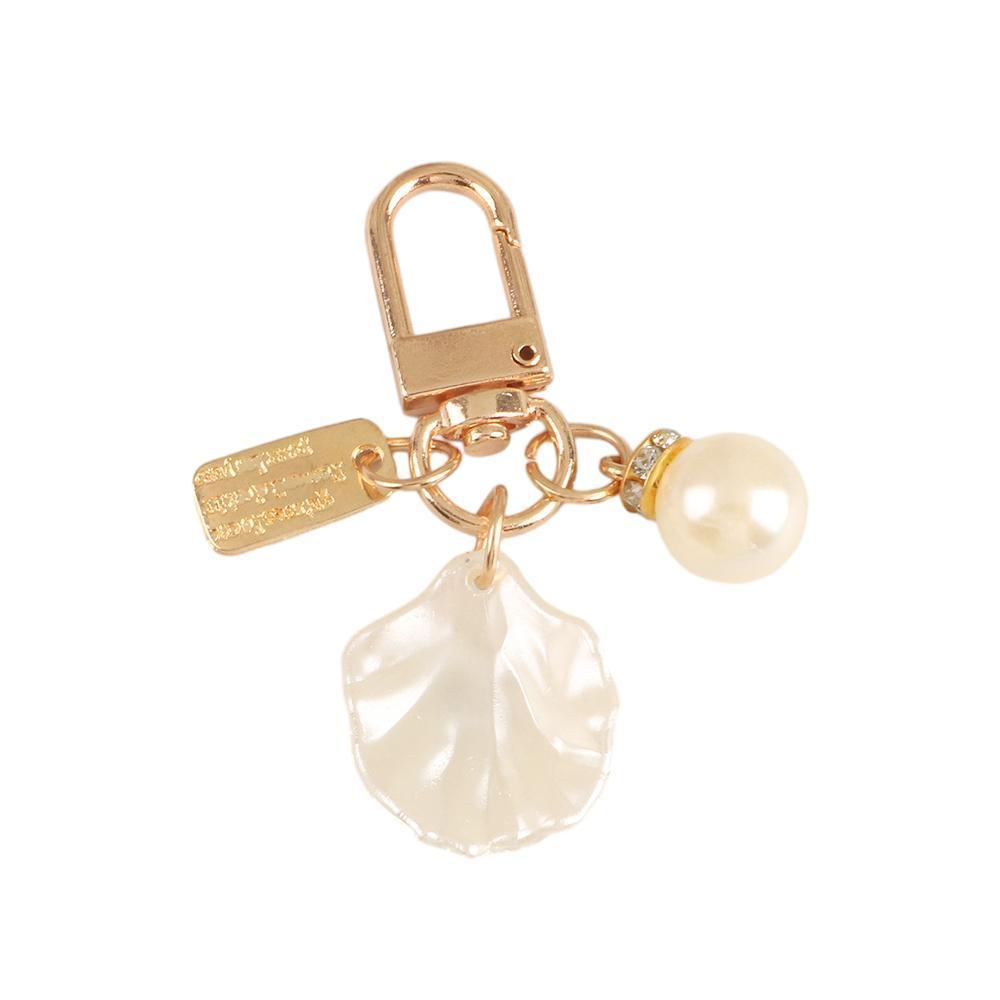 Womens Cute Key Rings Shell Heart Pearl Shape Keychain Charm Bag Hanger Pendants - B