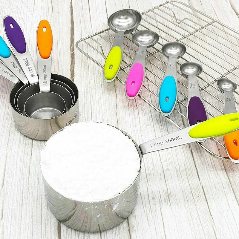 10 Piece Stainless Steel Measuring Cups and Spoons Set for Baking and Cooking