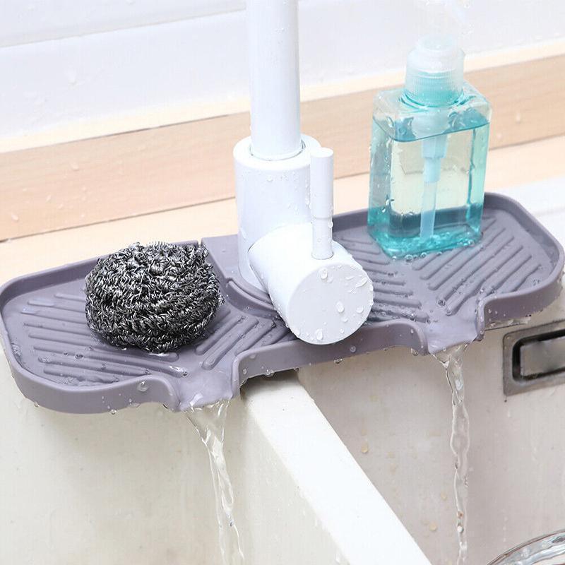 Kitchen Faucet Storage Rack Holder Soap Sponges Caddy Organizer Sink Basket Rack - Grey