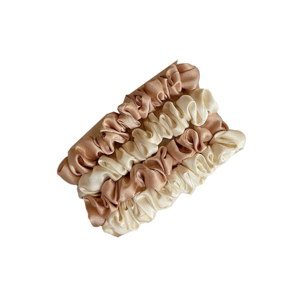 4Pcs/Set Silk Satin Small Scrunchies Ponytail Hair Ties Hair Rope Rubber Bands - E