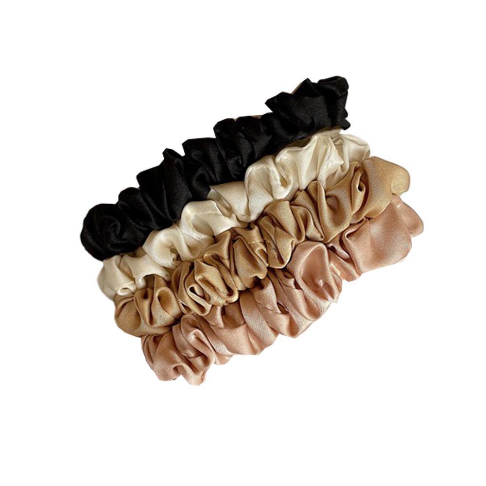 4Pcs/Set Silk Satin Small Scrunchies Ponytail Hair Ties Hair Rope Rubber Bands - F