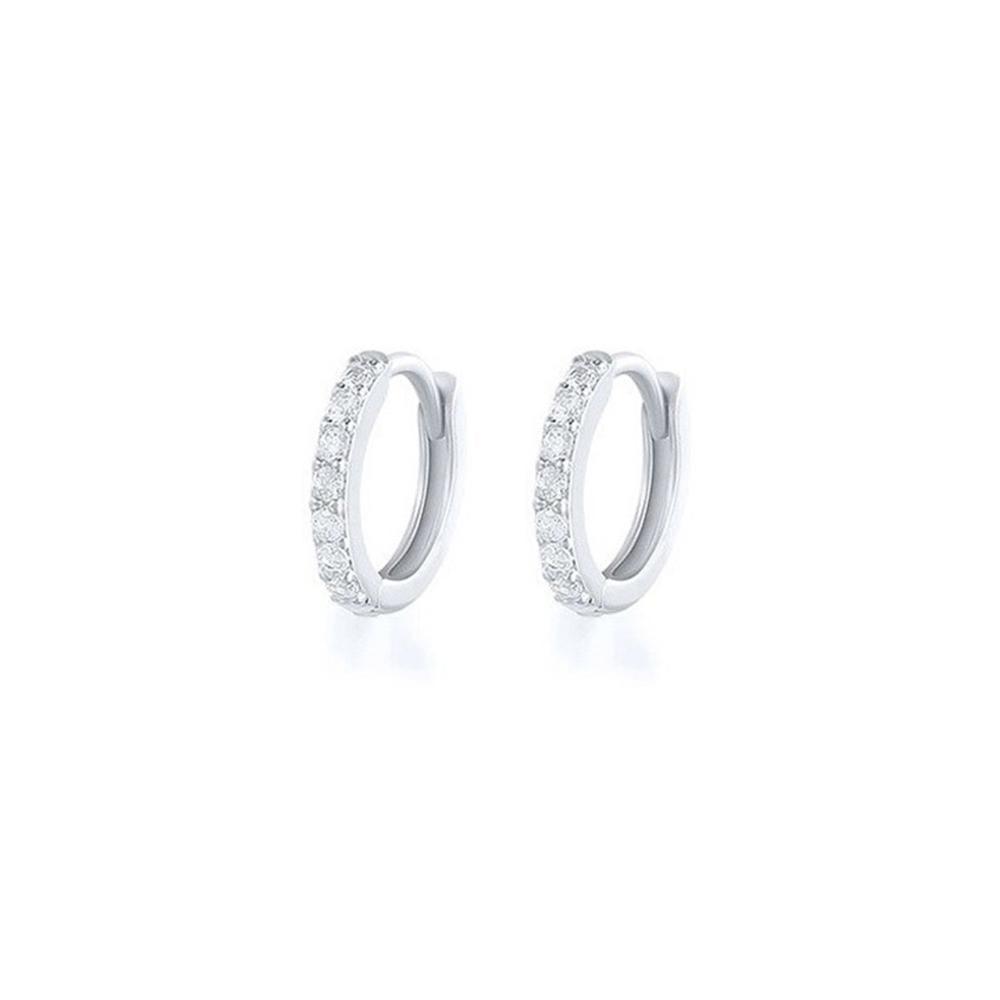 7sizes Hoop Earring Silver Zirconia Ear Huggie Hoop Cartilage Piercing Jewellery - Champagne-6mm