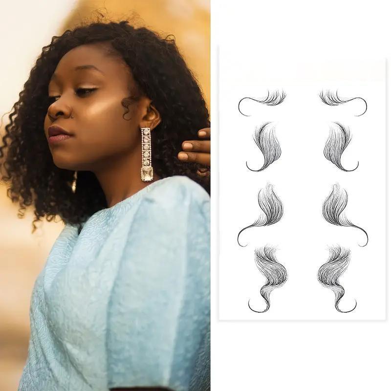 Hairline Edge Tattoo Stickers - Curly Fringe Decals for Women Styling - 1
