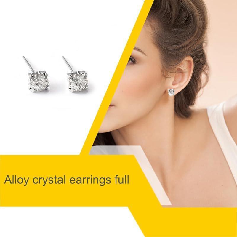 4/5mm Cushion Lab-Created Diamond Stud Earrings Women's 14K White Gold Finish - 4MM